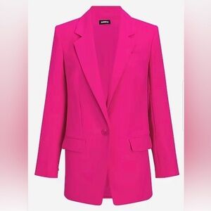 NWT Express One Button Cinched Boyfriend Blazer in Fuchsia - Sz S